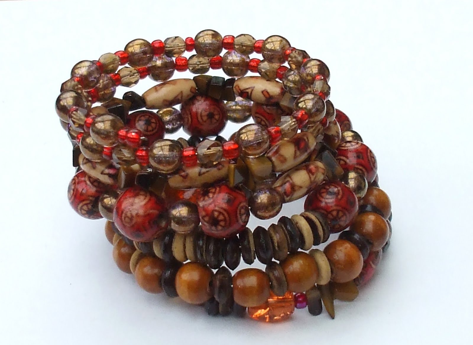 Red wooden memory wire bracelet
