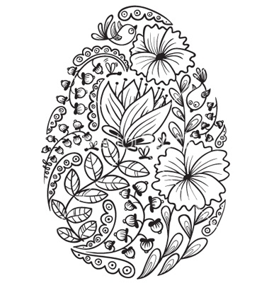 Cute Doodle Floral  Easter Egg