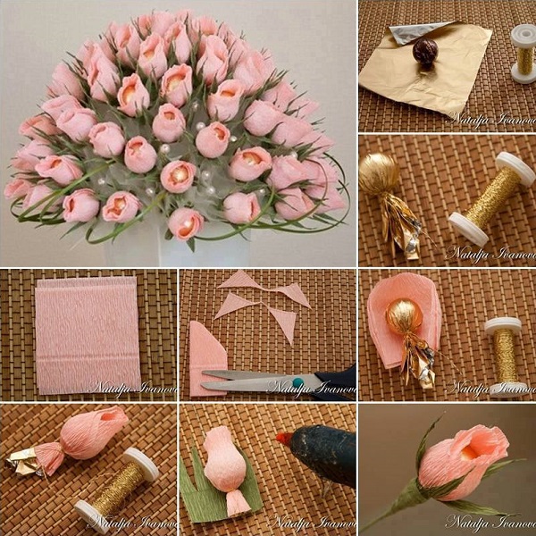diy-rose-wedding-arrangement-rosebuds-ferrero-rocher-chocolates3