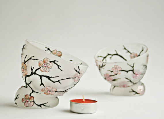 Candle Holder - Ice Cream bowls Sakura Cherry Blossom 