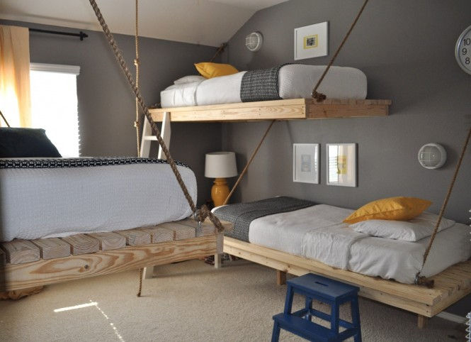 gray-yellow-white-bedroom-suspended-beds