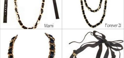 designer inspired chain and ribbon woven necklace