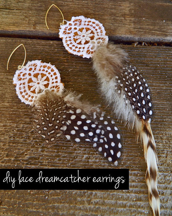 diy lace dream catcher earrings 1