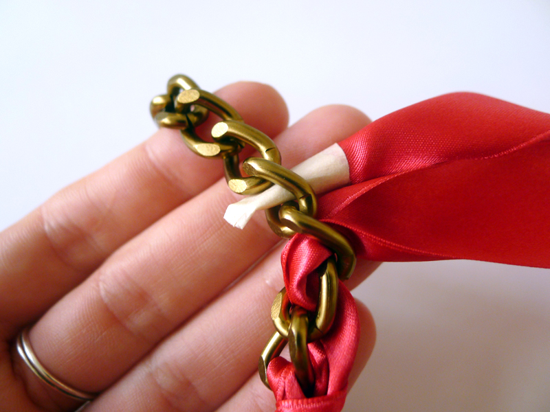 ribbon bead chain necklace diy 8