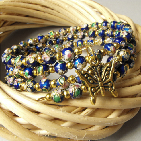 gold_deep_blue_memory_wire_bracelet